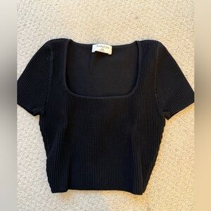 NWOT Aritzia Babaton Sculpt Knit Squareneck Top black size 2XS
